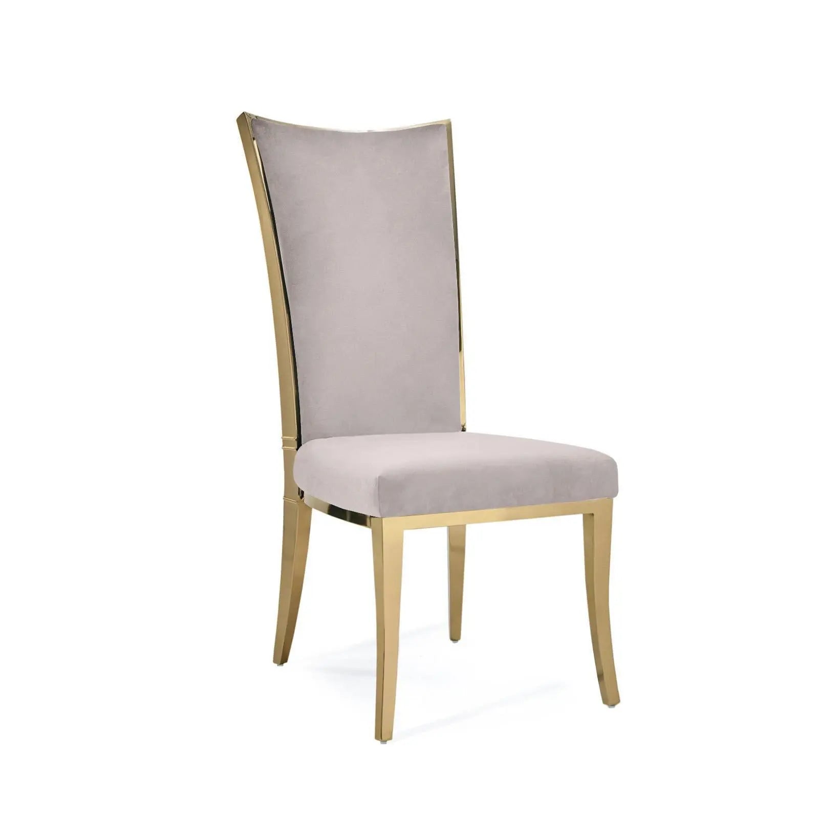Massimo Titanium Gold Polished Stainless Steel Base Taupe Stylish Dining Chair