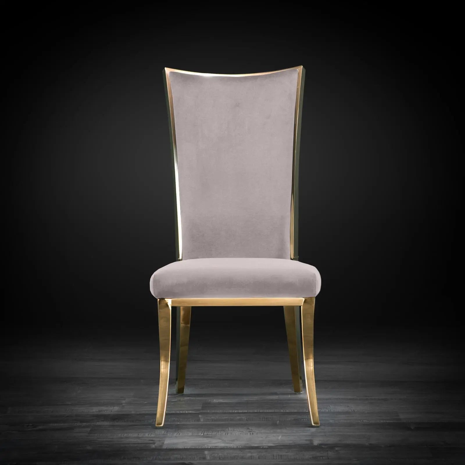 Massimo Titanium Gold Polished Stainless Steel Base Taupe Stylish Dining Chair