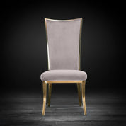 Massimo Titanium Gold Polished Stainless Steel Base Taupe Stylish Dining Chair