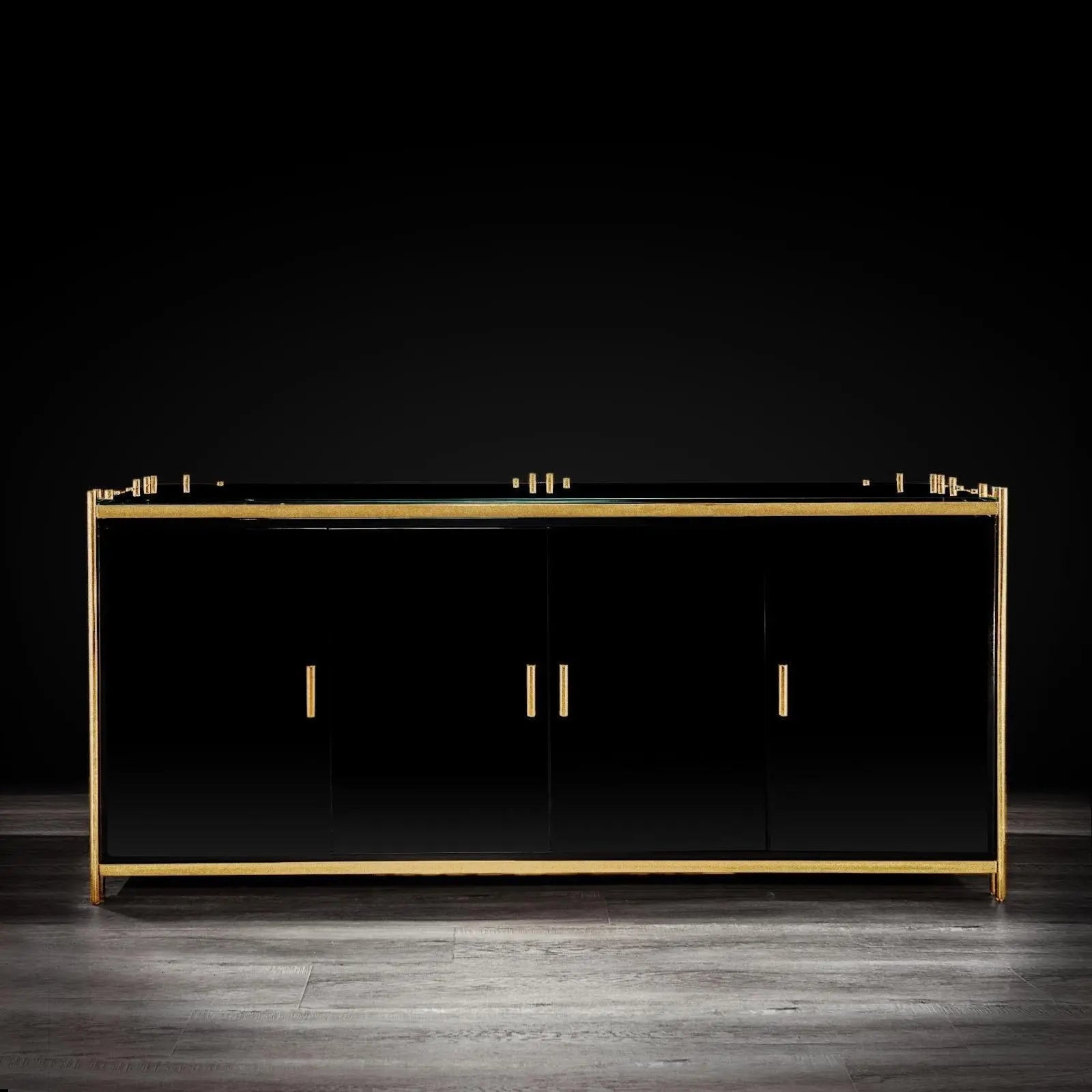 Mauris Door Titanium Gold Brushed Stainless Steel Base Stylish Buffet