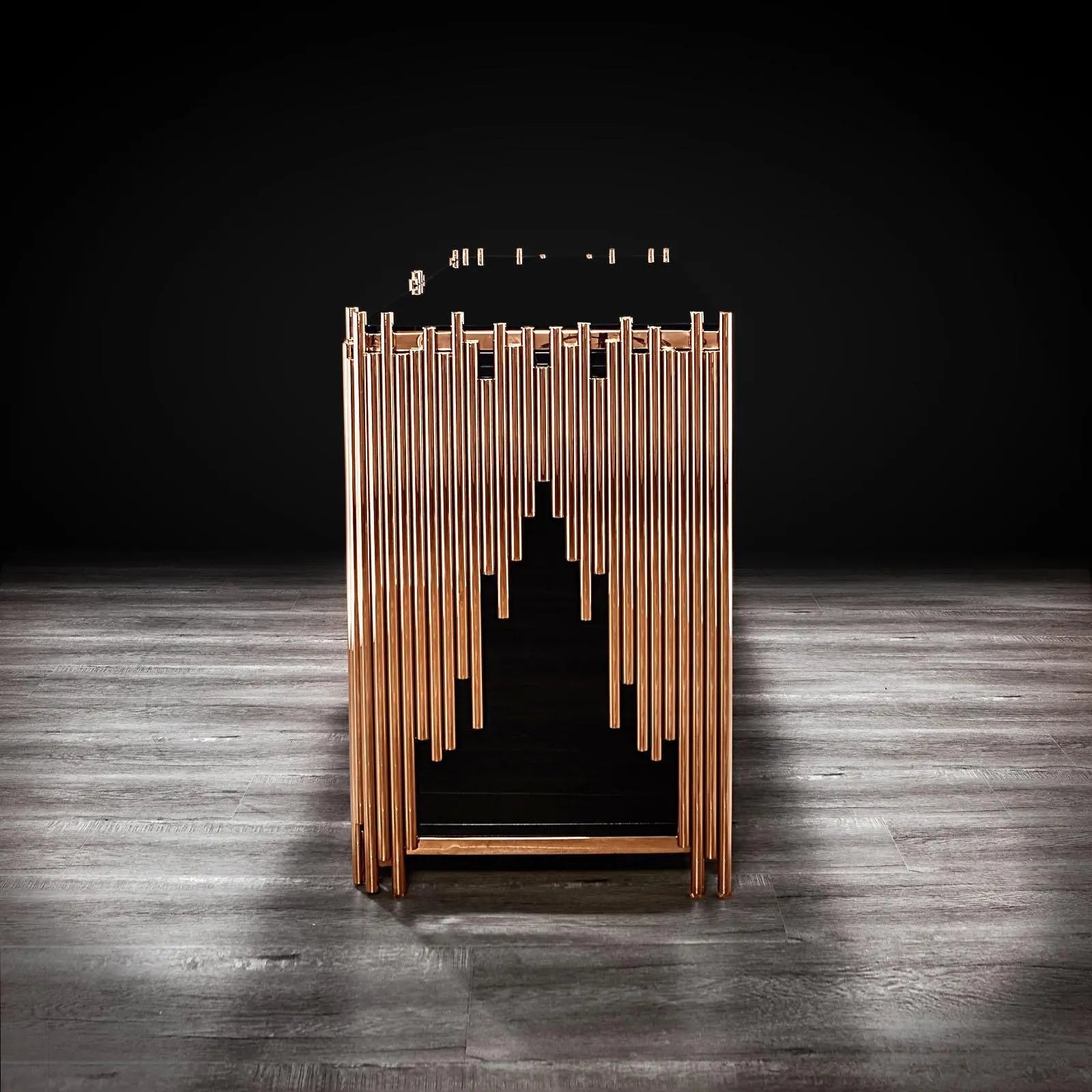 Mauris Door Rose Gold Polished Stainless Steel Base Roberto Grassie Buffet