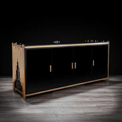 Mauris Door Rose Gold Polished Stainless Steel Base Stylish Buffet