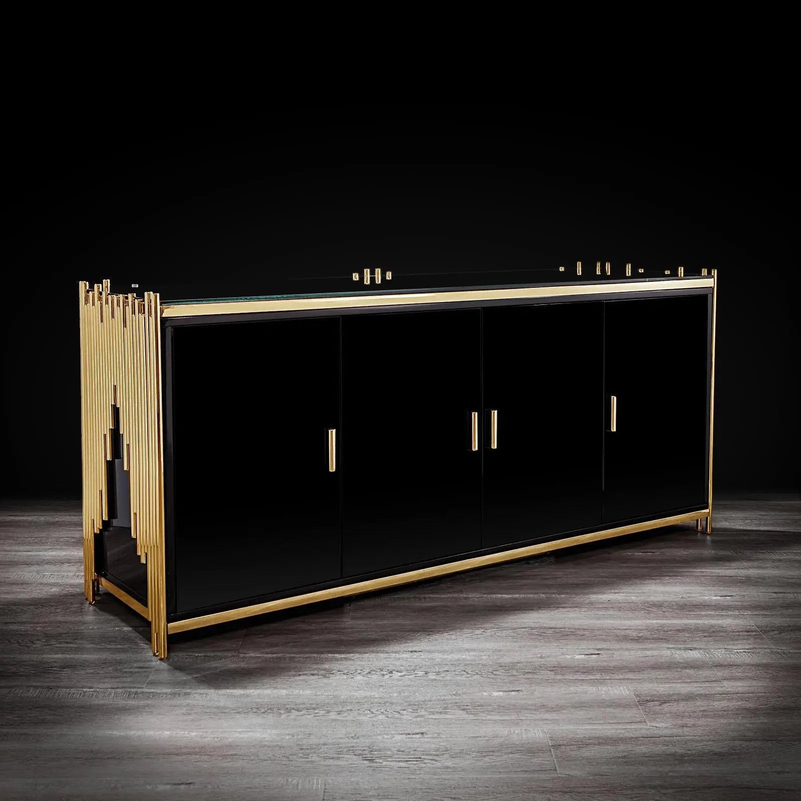 Mauris Door Titanium Gold Polished Stainless Steel Base Stylish Buffet