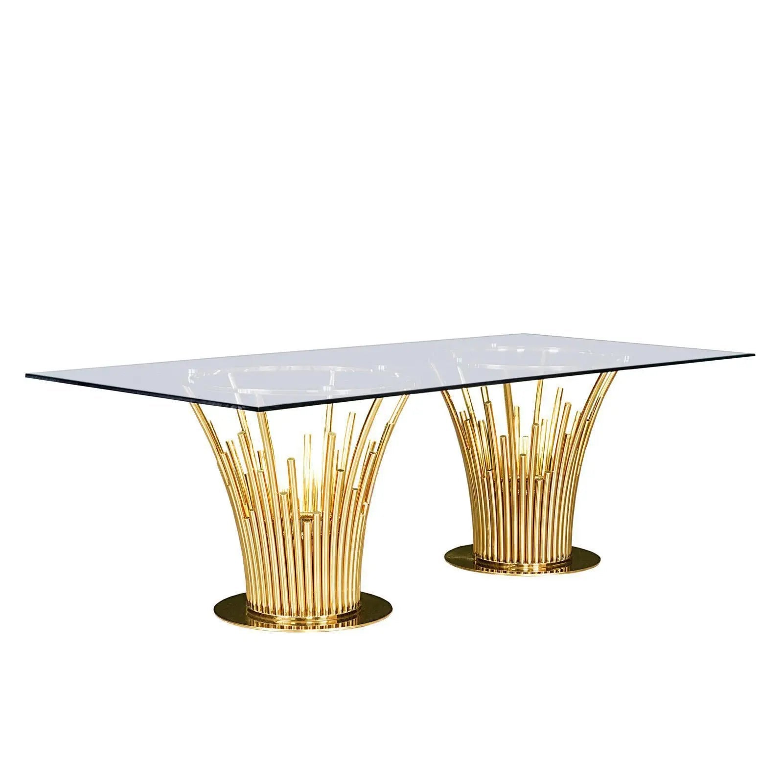 Mauris Rect Titanium Gold Polished Stainless Steel Base Dining Table RG