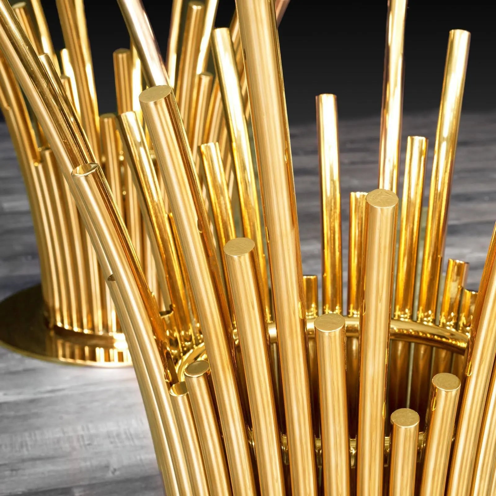 Mauris Rect Titanium Gold Polished Stainless Steel Base Modern Dining Table RG