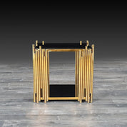 Mauris Rect Titanium Gold Polished Stainless Steel Base Modern End Table RG