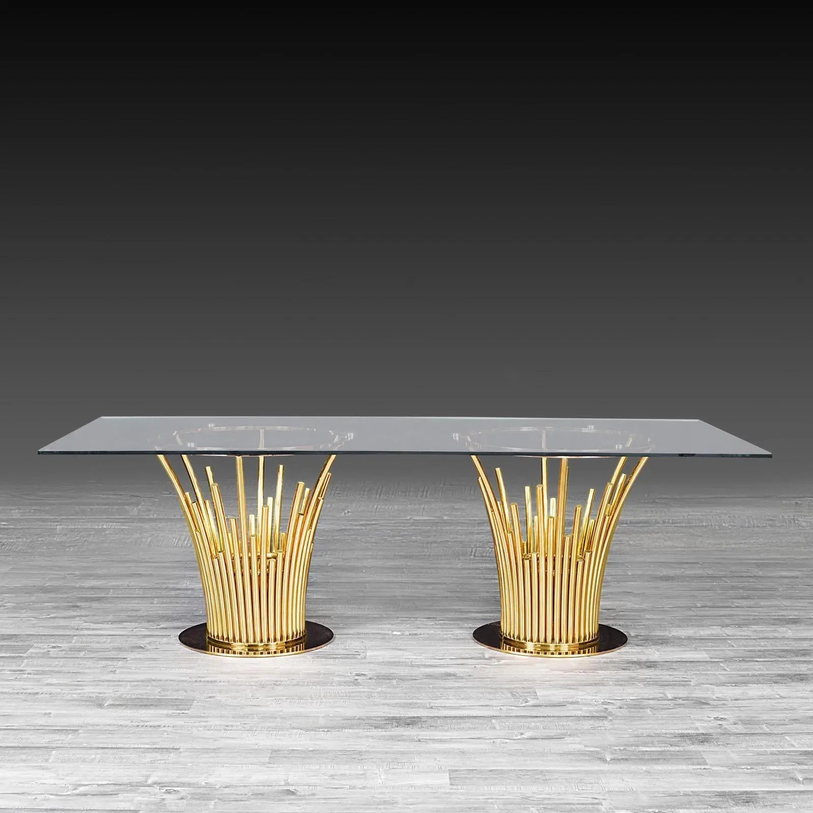 Mauris Rect Titanium Gold Polished Stainless Steel Base Stylish Dining Table RG