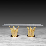 Mauris Rect Titanium Gold Polished Stainless Steel Base Stylish Dining Table RG