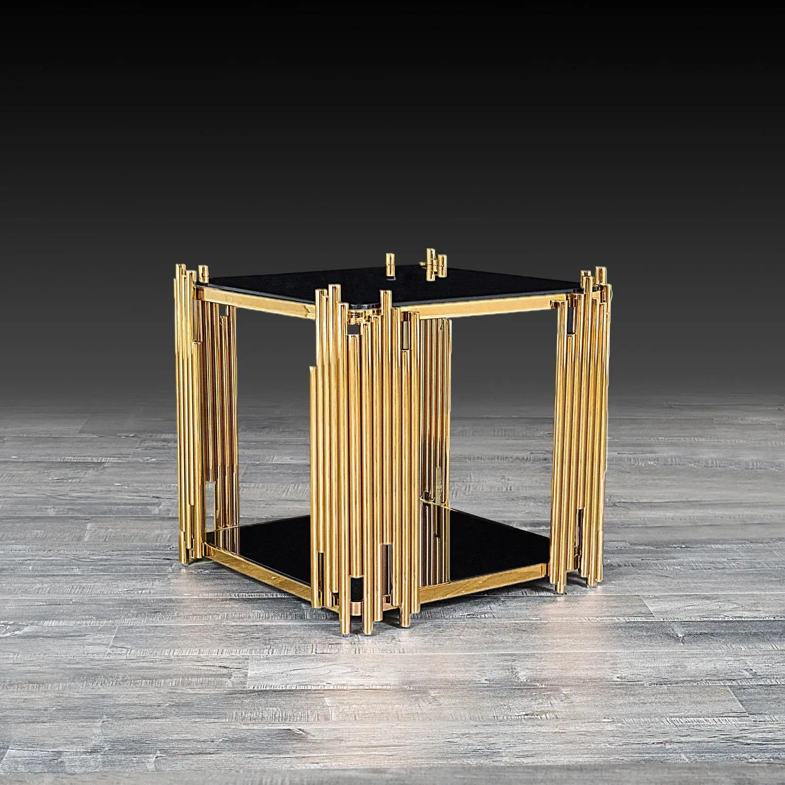 Mauris Rect Titanium Gold Polished Stainless Steel Base Stylish End Table RG