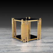 Mauris Rect Titanium Gold Polished Stainless Steel Base Stylish End Table RG