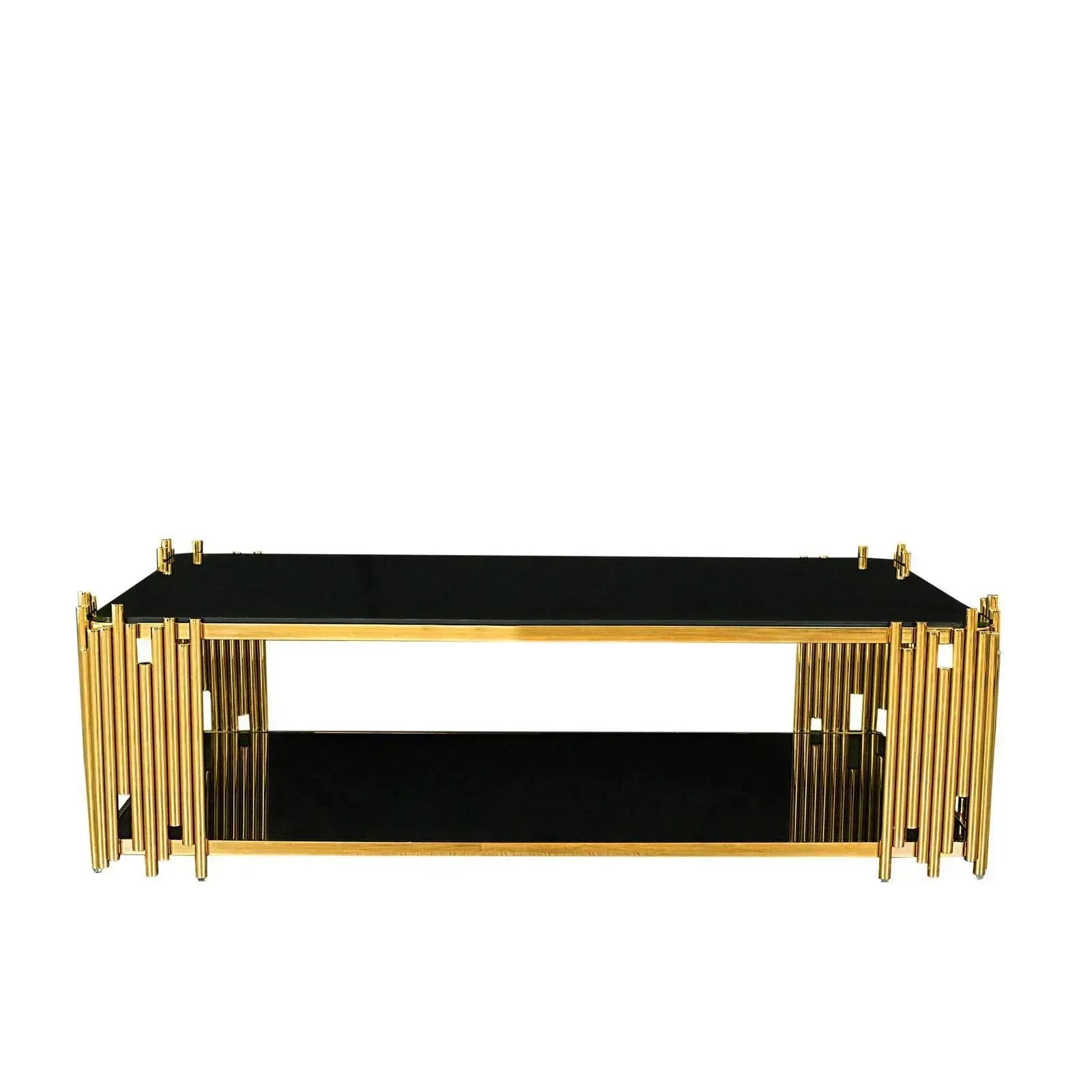 Mauris Rectangular Titanium Gold Polished Stainless Steel Base Coffee Table
