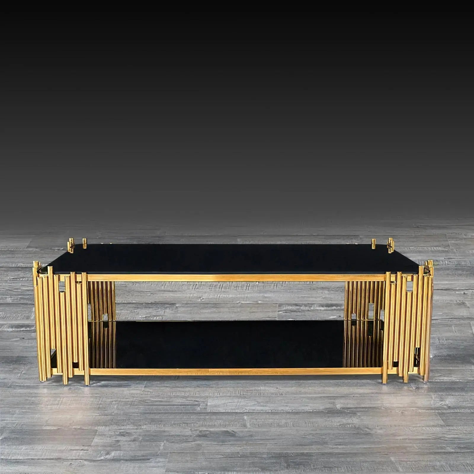 Mauris Rectangular Titanium Gold Polished Stainless Steel Base Stylish Coffee Table