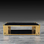 Mauris Rectangular Titanium Gold Polished Stainless Steel Base Stylish Coffee Table