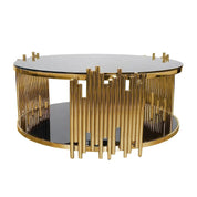 Mauris Round Titanium Gold Polished Stainless Steel Base Coffee Table