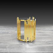 Mauris Round Titanium Gold Polished Stainless Steel Base Modern End Table RG