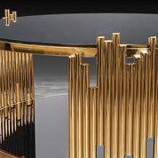 Mauris Round Titanium Gold Polished Stainless Steel Base Stylish Coffee Table