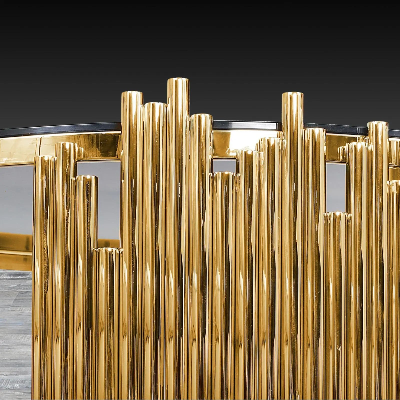 Mauris Round Titanium Gold Polished Stainless Steel Base Stylish End Table RG