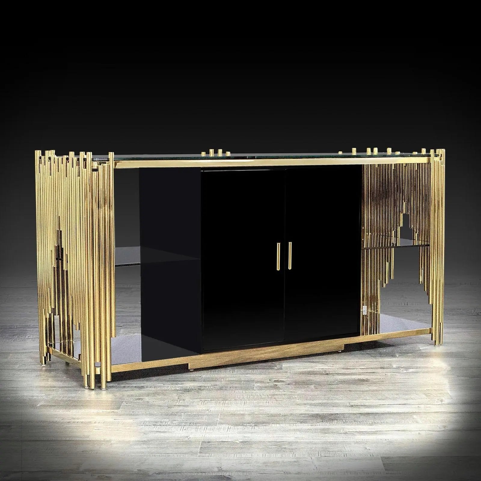 Mauris Titanium Gold Polished Stainless Steel Base Luxury Buffet