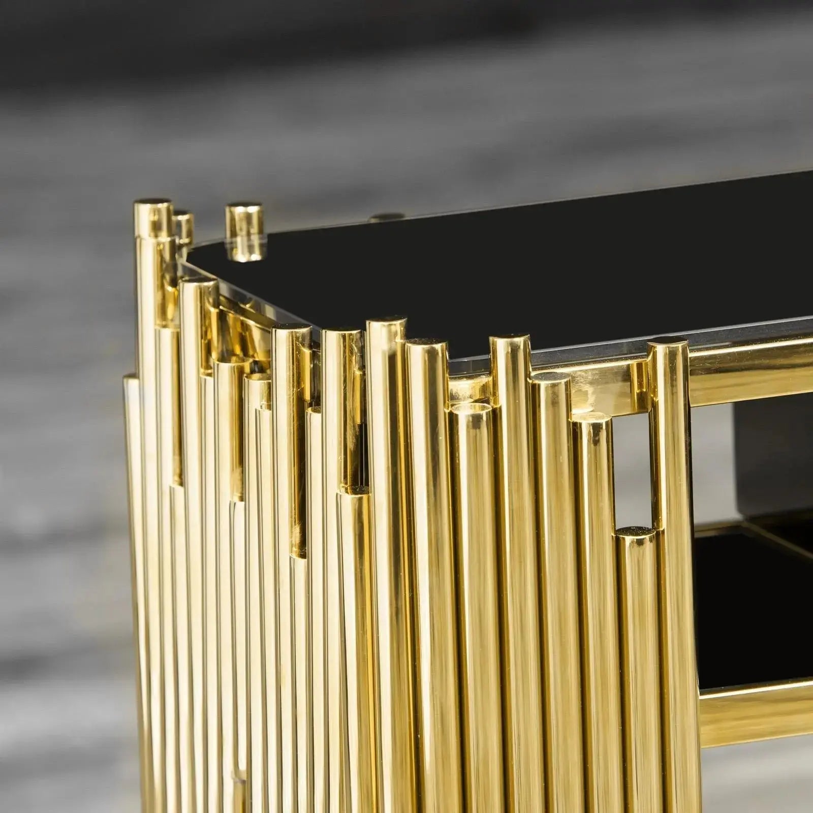 Mauris Titanium Gold Polished Stainless Steel Base Luxury Console Table