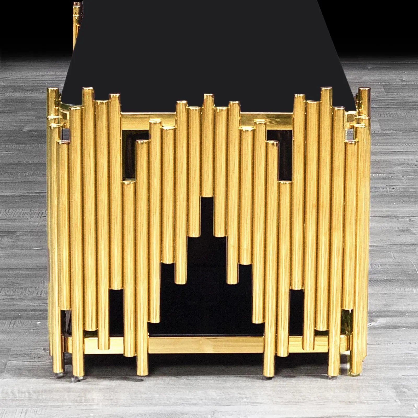 Mauris Titanium Gold Polished Stainless Steel Base Luxury Tv Stand