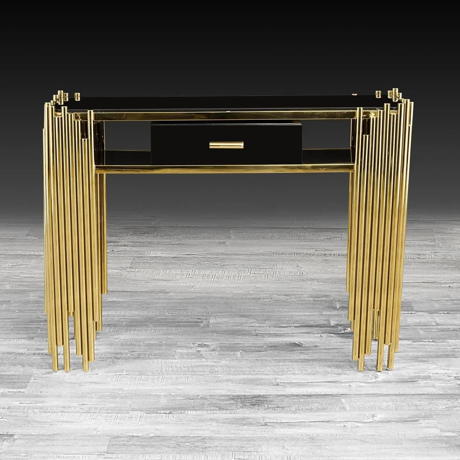 Mauris Titanium Gold Polished Stainless Steel Base Modern Console Table