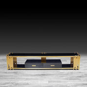 Mauris Titanium Gold Polished Stainless Steel Base Modern Tv Stand