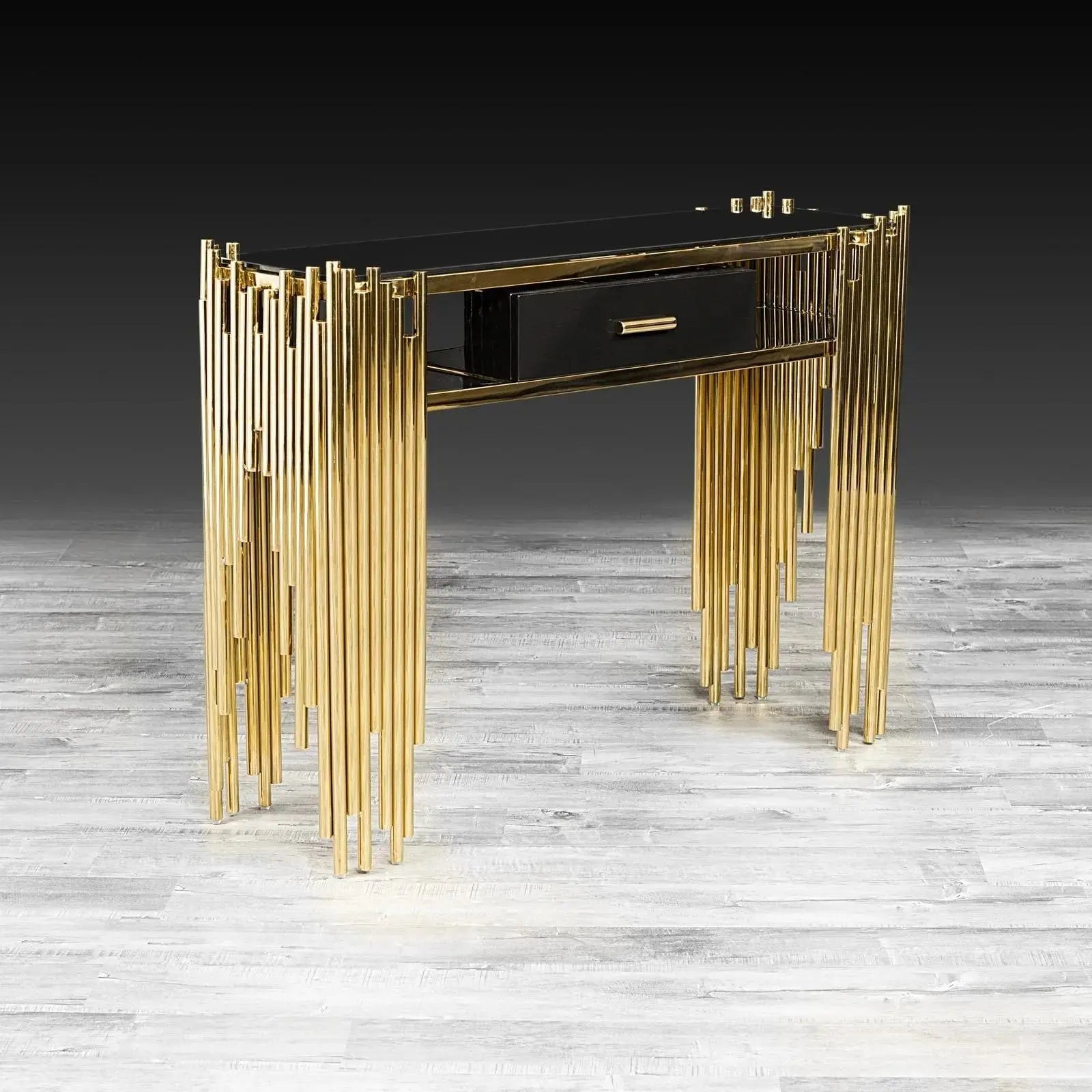 Mauris Titanium Gold Polished Stainless Steel Base Stylish Console Table