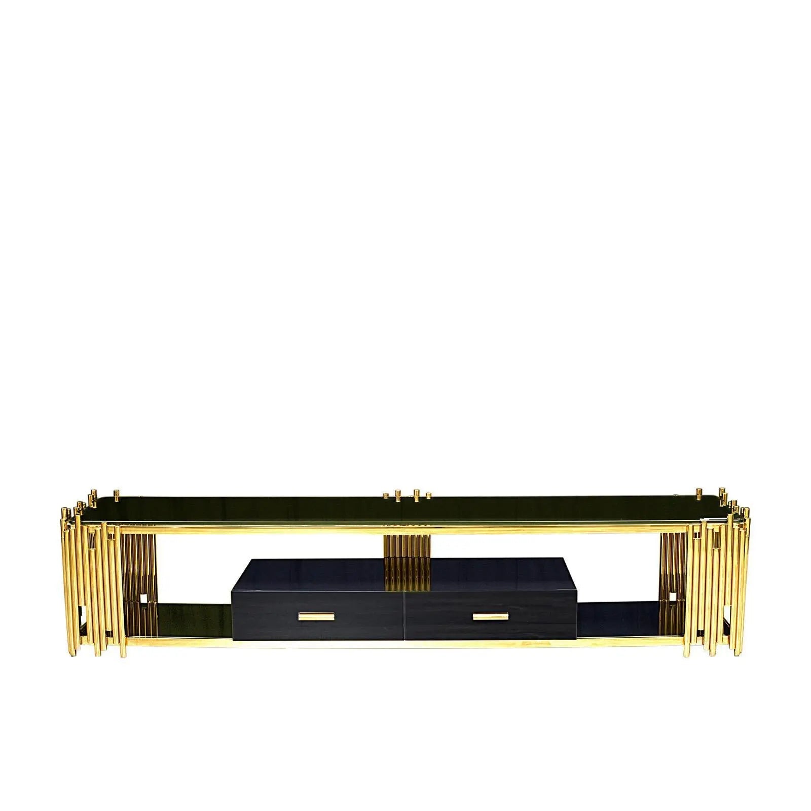 Mauris Titanium Gold Polished Stainless Steel Base Tv Stand