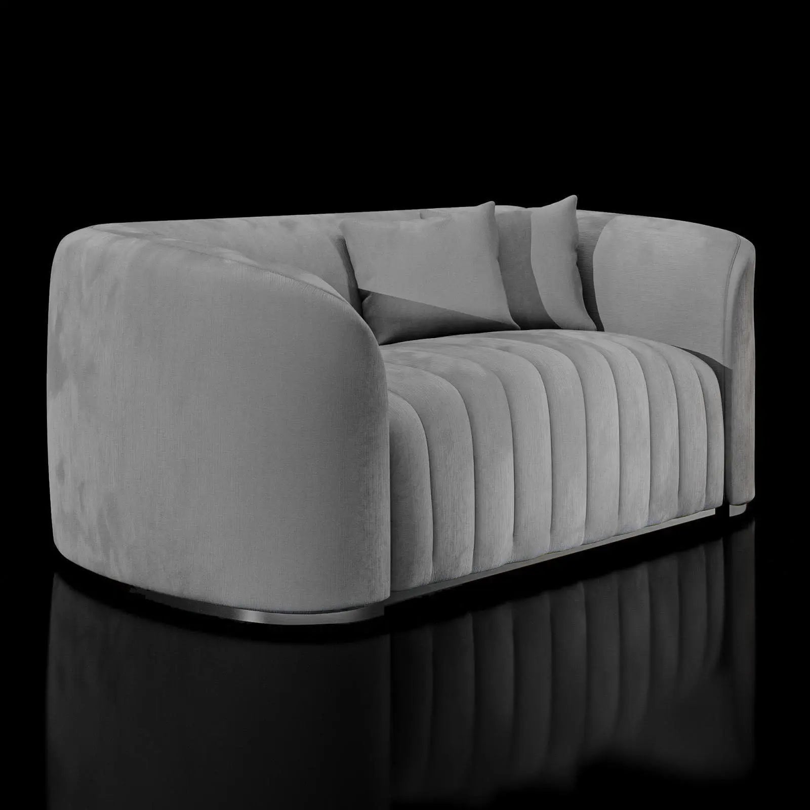 Mauro Titanium Gold Brushed Stainless Steel Base Gray Luxury Sofa Set