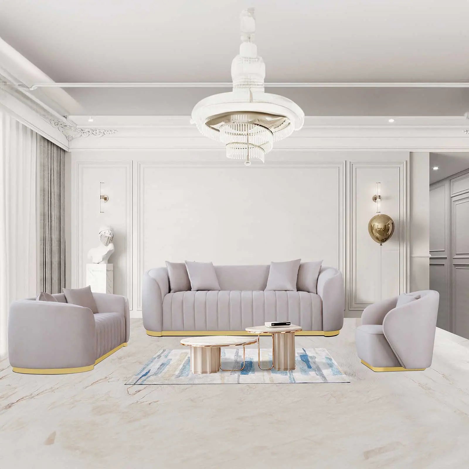 Mauro Taupe Stylish Sofa Set