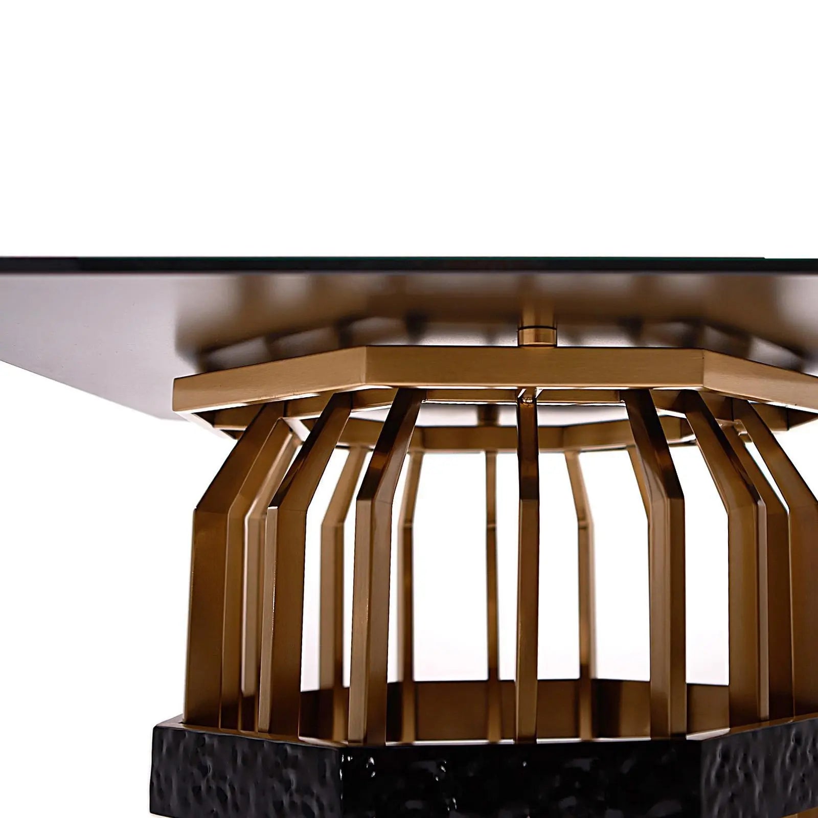 Milano Titanium Gold Brushed Stainless Steel Base Square Glass Roberto Grassie End Table