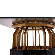 Milano Titanium Gold Brushed Stainless Steel Base Square Glass Roberto Grassie End Table