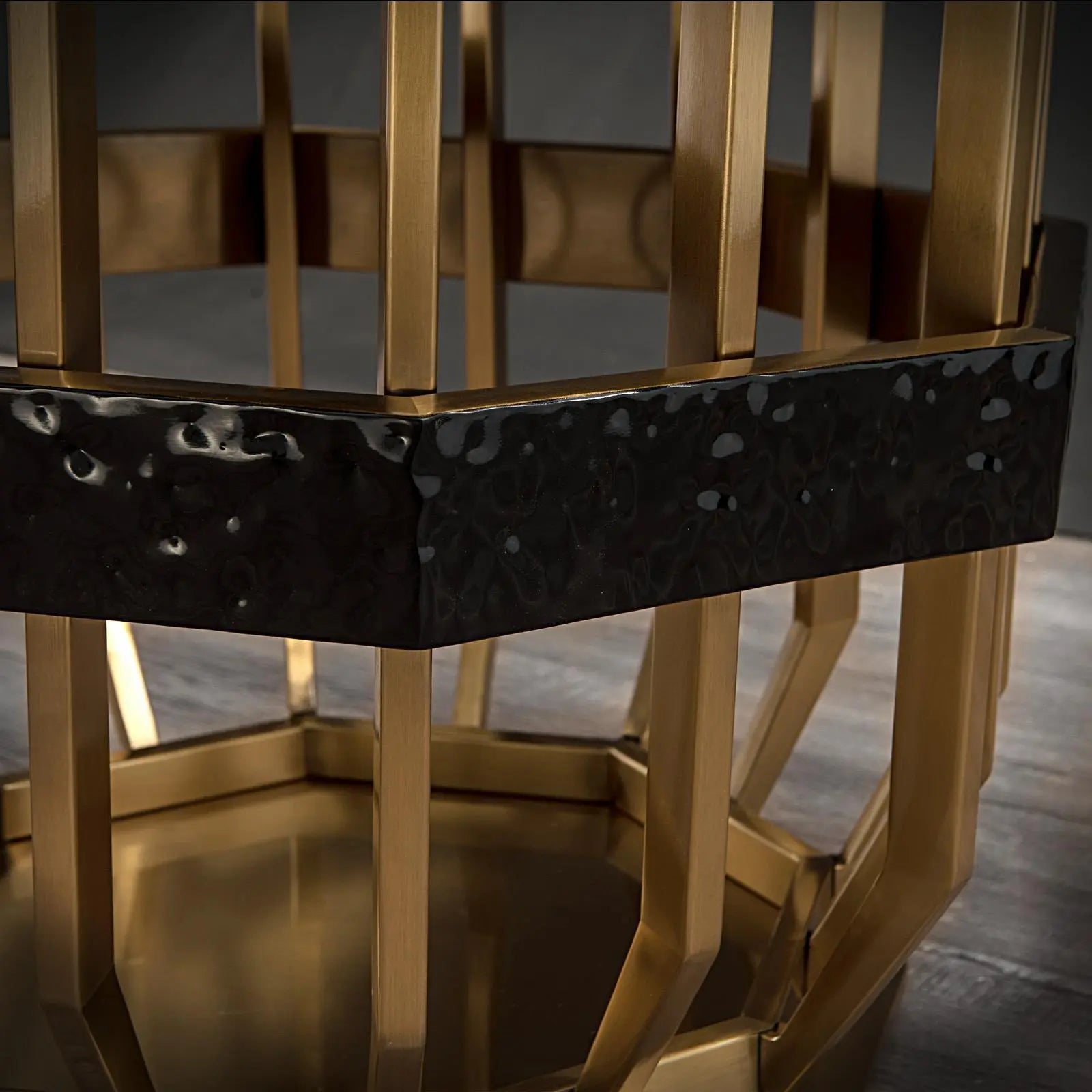 Milano Titanium Gold Brushed Stainless Steel Base Square Glass Roberto Grassie End Table