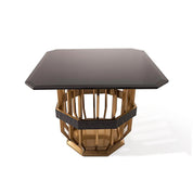 Milano Titanium Gold Brushed Stainless Steel Base Square Glass Stylish End Table