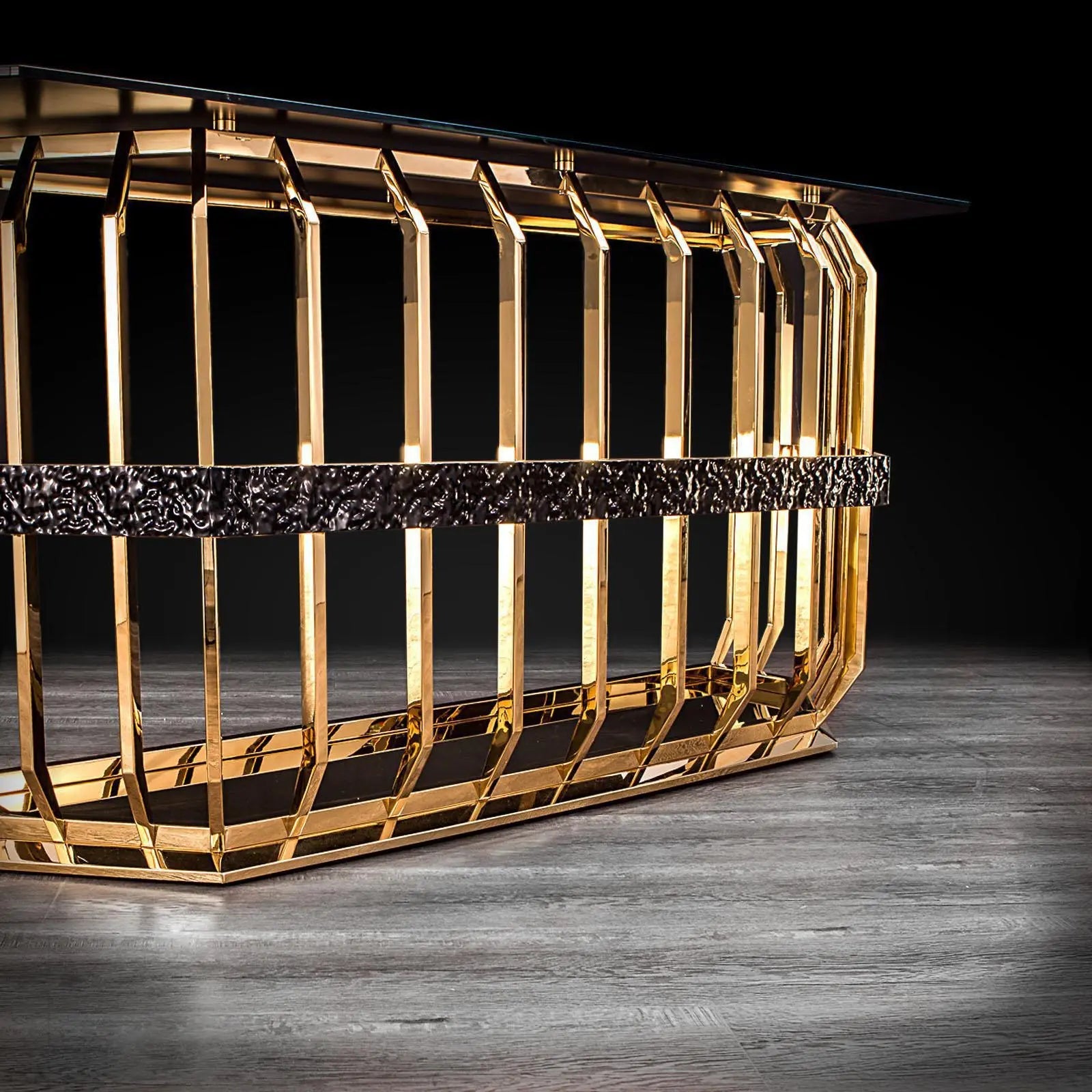 Milano Gold Glass Luxury Console Table