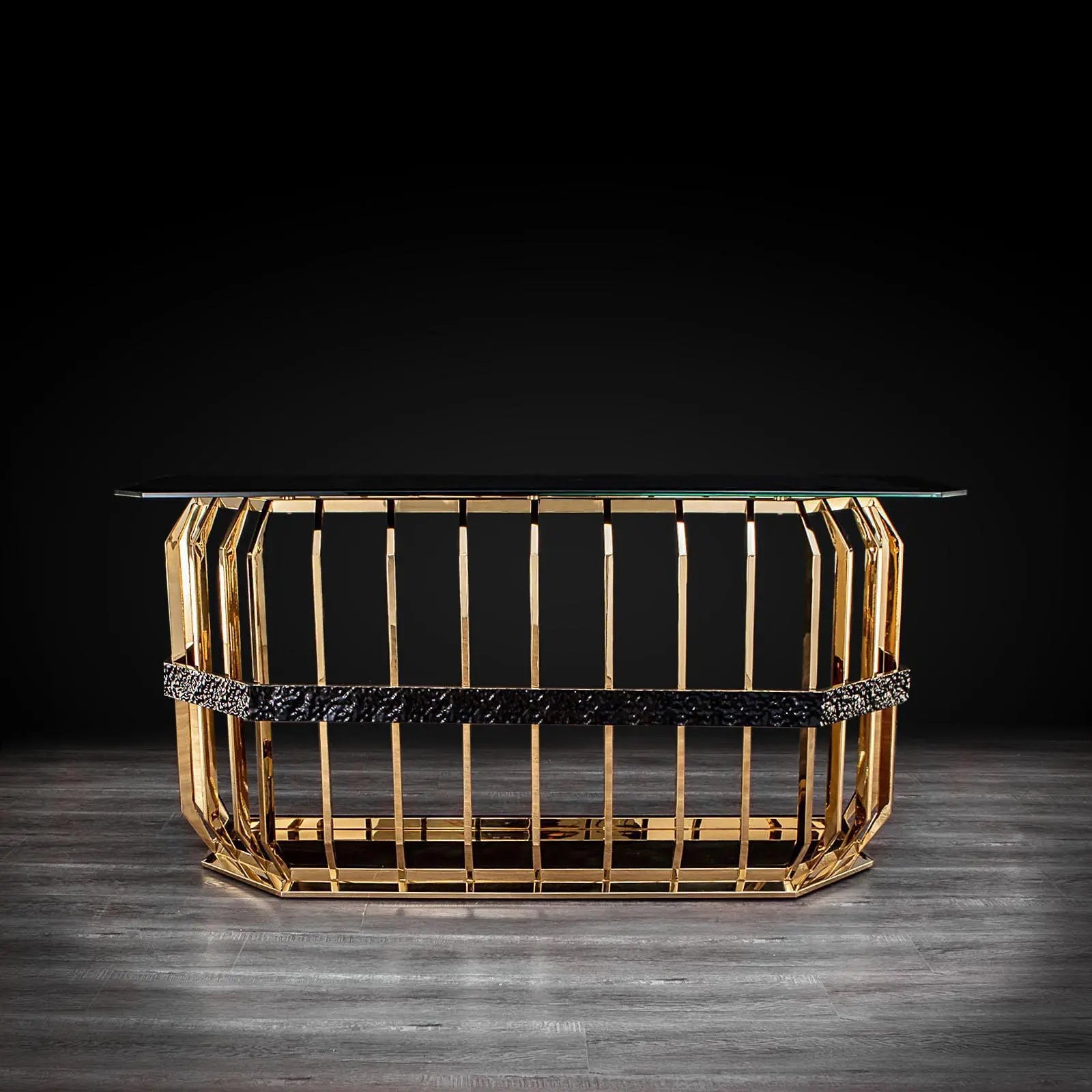 Milano Gold Glass Modern Console Table