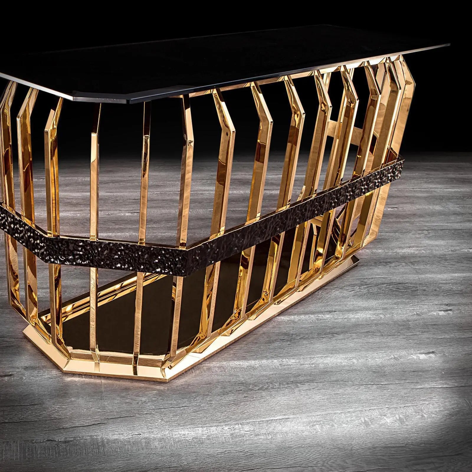 Milano Gold Glass Roberto Grassie Console Table