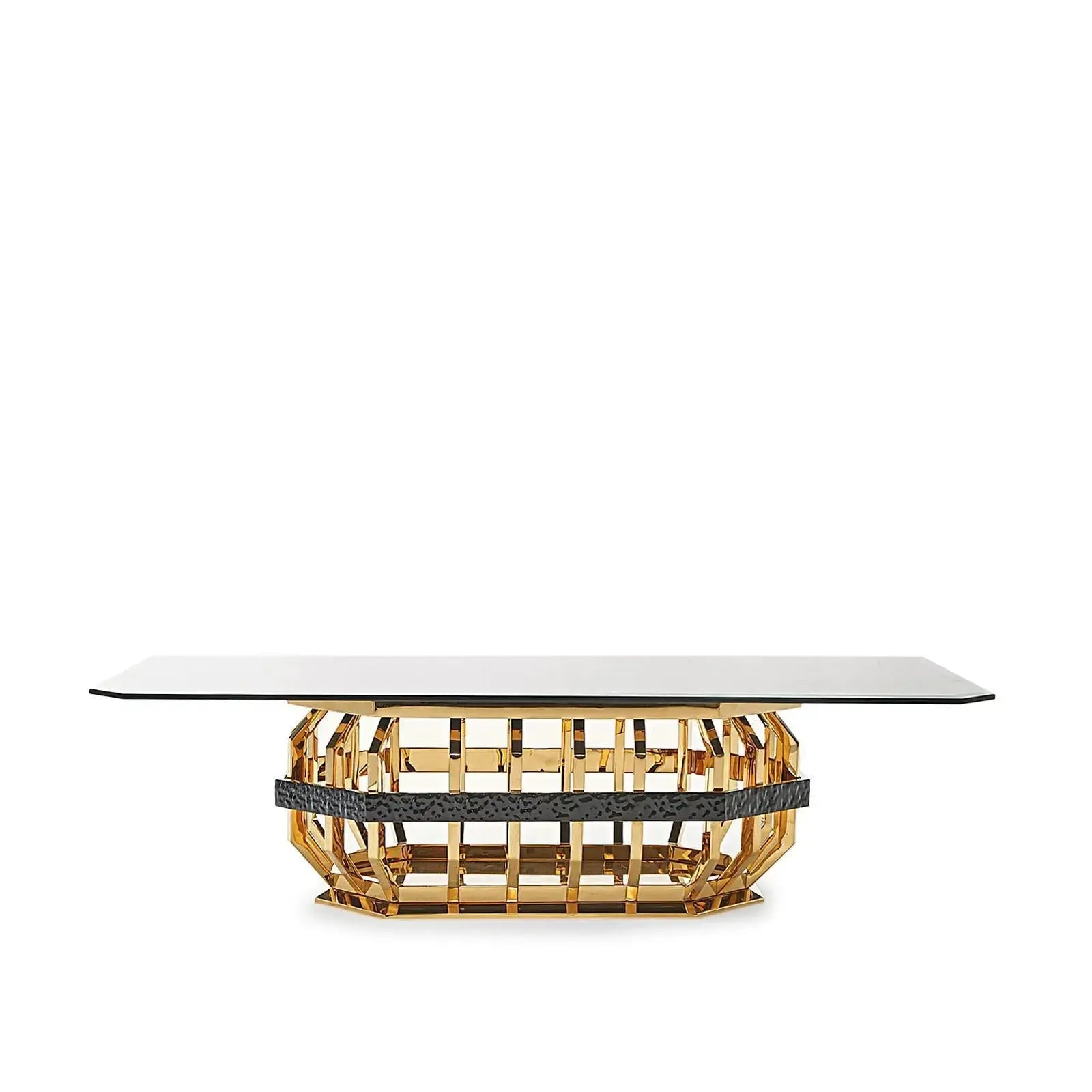 Milano Rectangular Gold Glass Dining Table