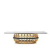 Milano Rectangular Gold Glass Dining Table