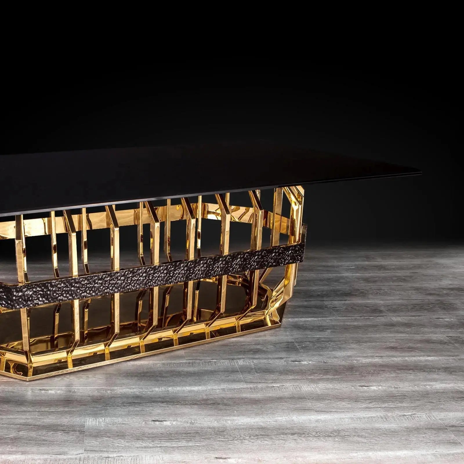 Milano Rectangular Gold Glass Luxury Dining Table