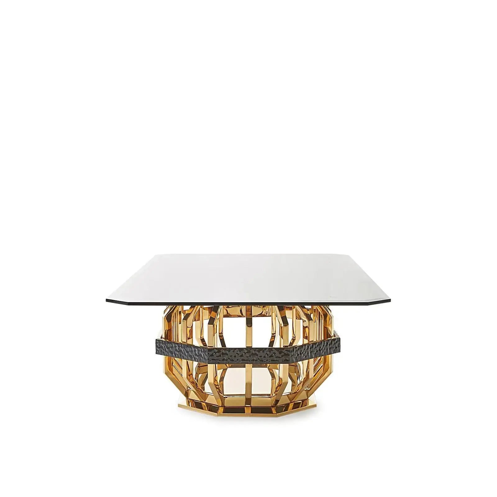 Milano Rectangular Gold Glass Roberto Grassie Dining Table