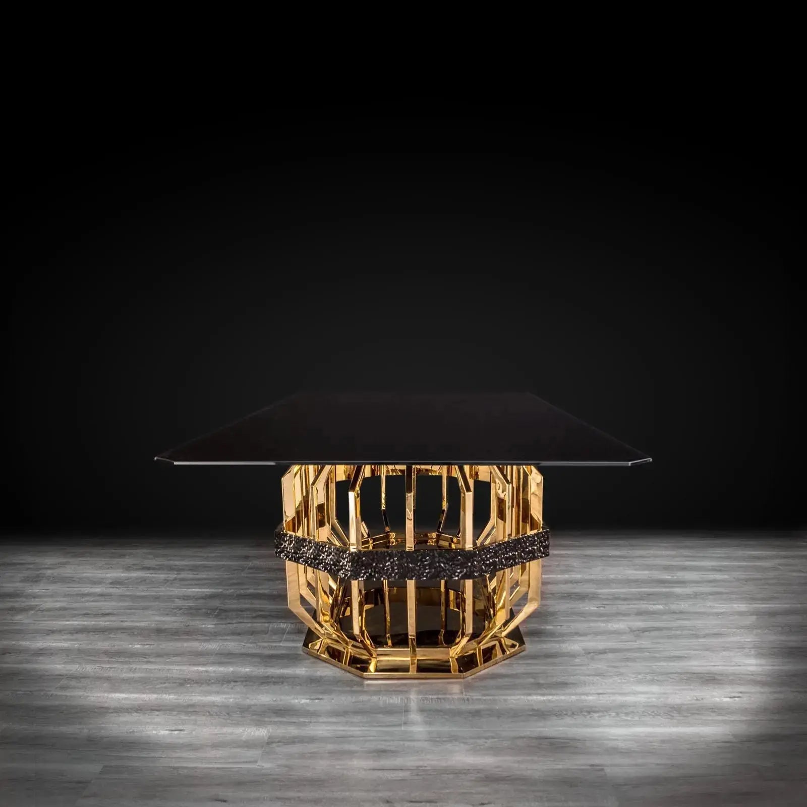Milano Rectangular Gold Glass Roberto Grassie Dining Table