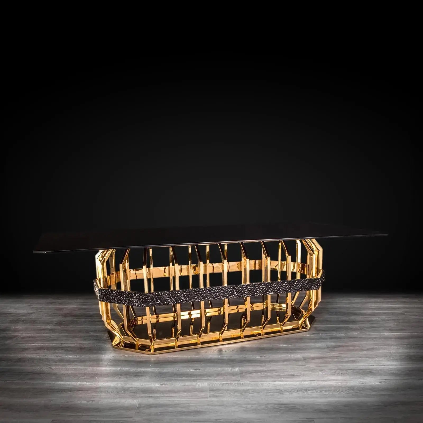 Milano Rectangular Gold Glass Stylish Dining Table