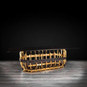 Milano Rectangular Gold Glass Stylish Dining Table