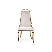 Milano Rose Gold Polished Stainless Steel Base Beige Dining Chair
