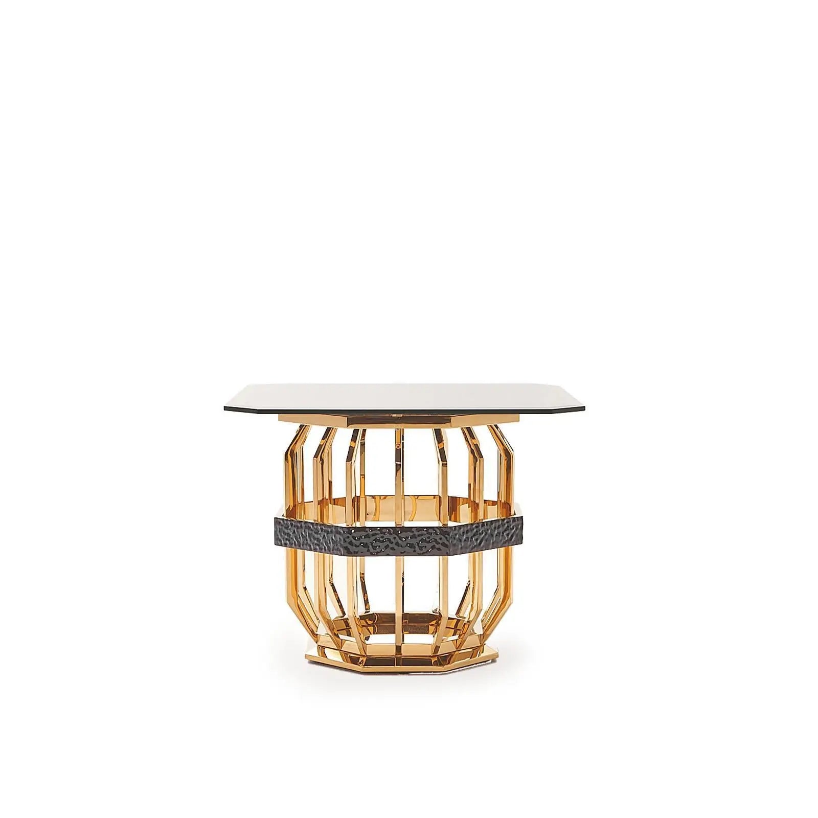 Milano Square Gold Glass End Table