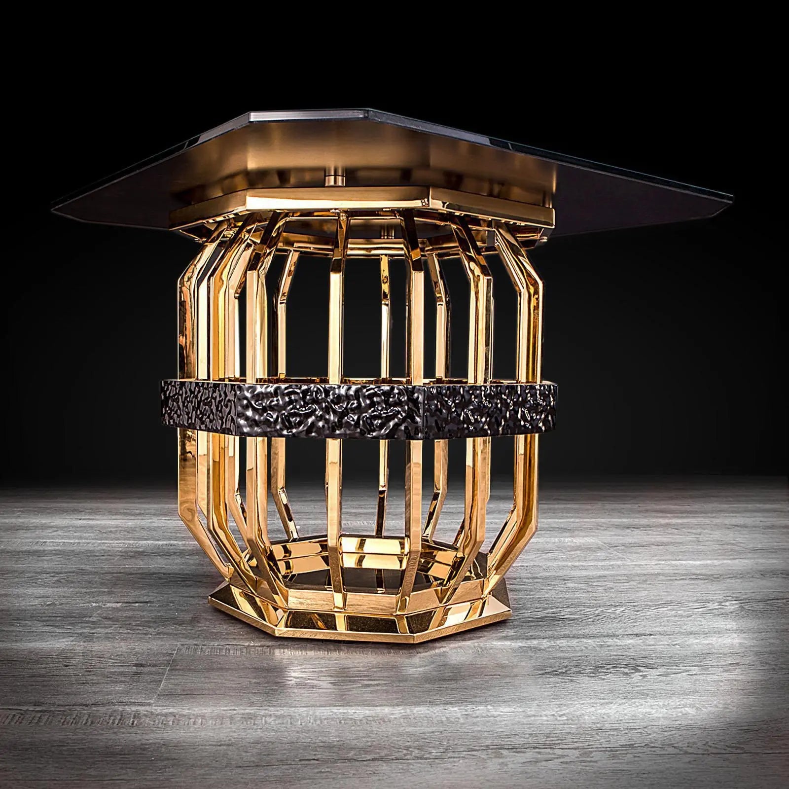 Milano Square Gold Glass Luxury End Table