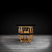 Milano Square Gold Glass Modern End Table