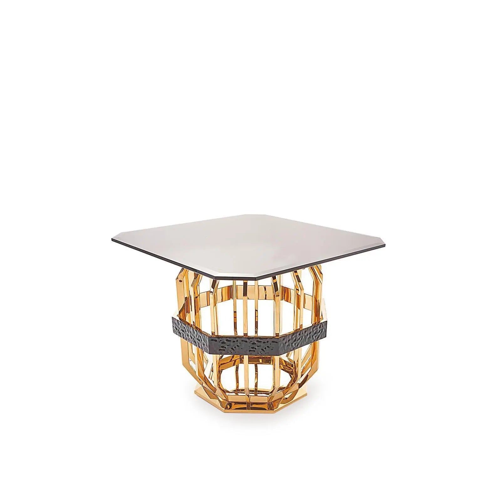 Milano Square Gold Glass Roberto Grassie End Table