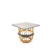 Milano Square Gold Glass Roberto Grassie End Table